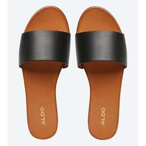 Aldo Fabrizzia Black Patent Leather Slides 7 Chic‎